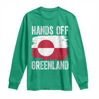 Hands Off Greenland Long Sleeve Shirt Distressed Flag Resist Political Protest