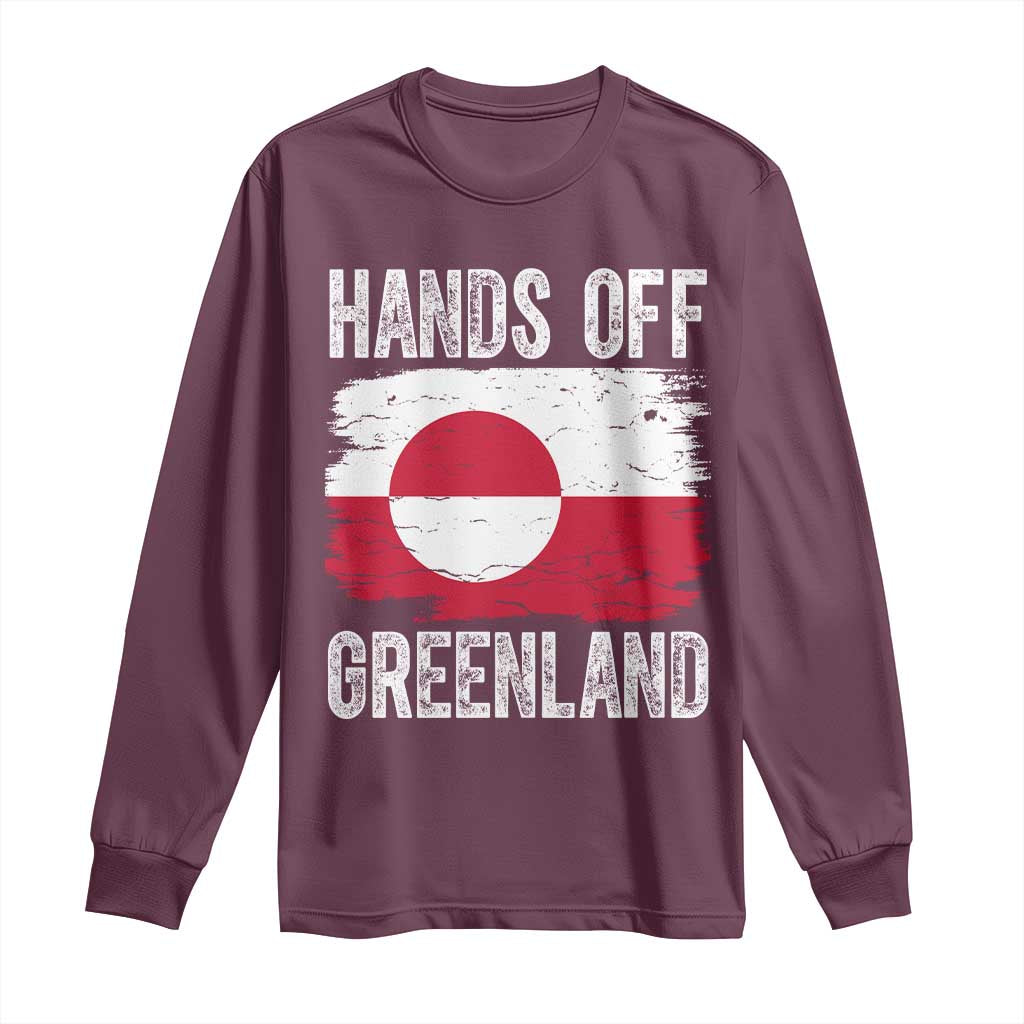 Hands Off Greenland Long Sleeve Shirt Distressed Flag Resist Political Protest