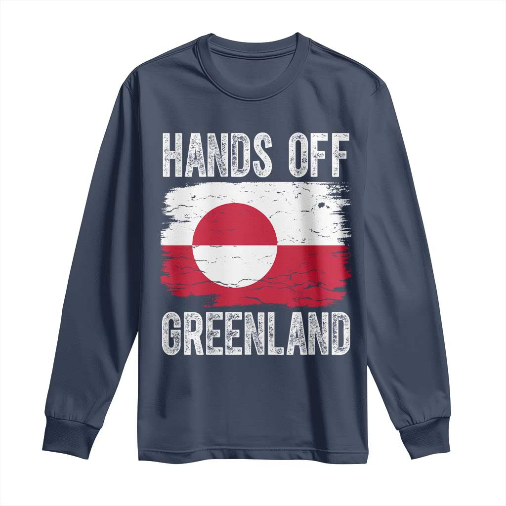 Hands Off Greenland Long Sleeve Shirt Distressed Flag Resist Political Protest