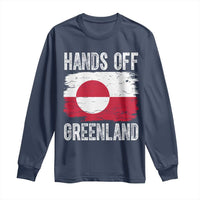 Hands Off Greenland Long Sleeve Shirt Distressed Flag Resist Political Protest