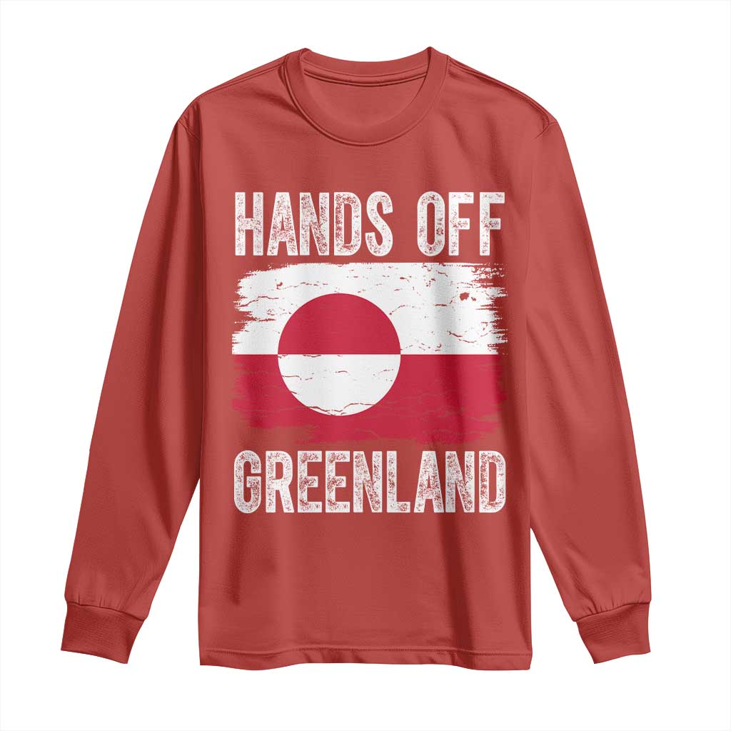 Hands Off Greenland Long Sleeve Shirt Distressed Flag Resist Political Protest