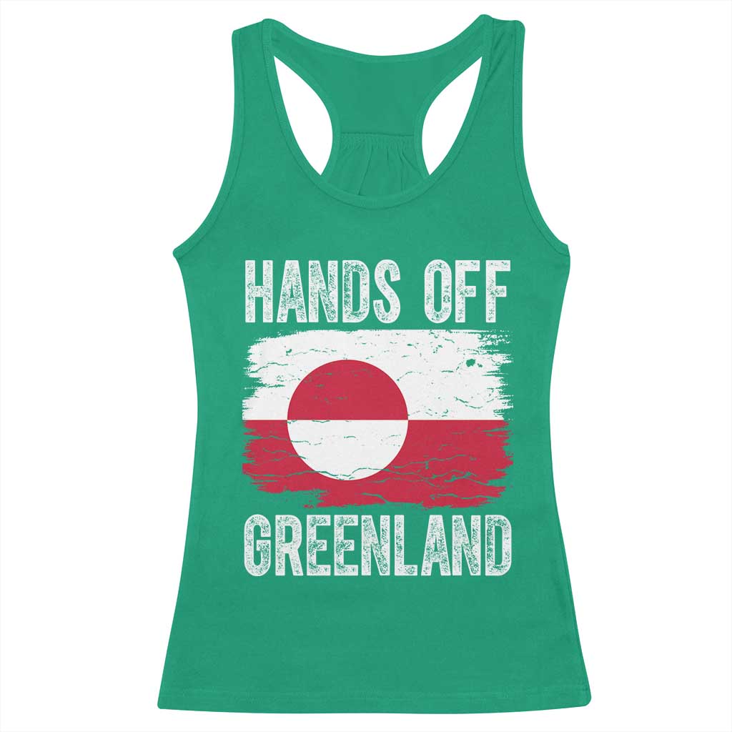 Hands Off Greenland Racerback Tank Top Distressed Flag Resist Political Protest