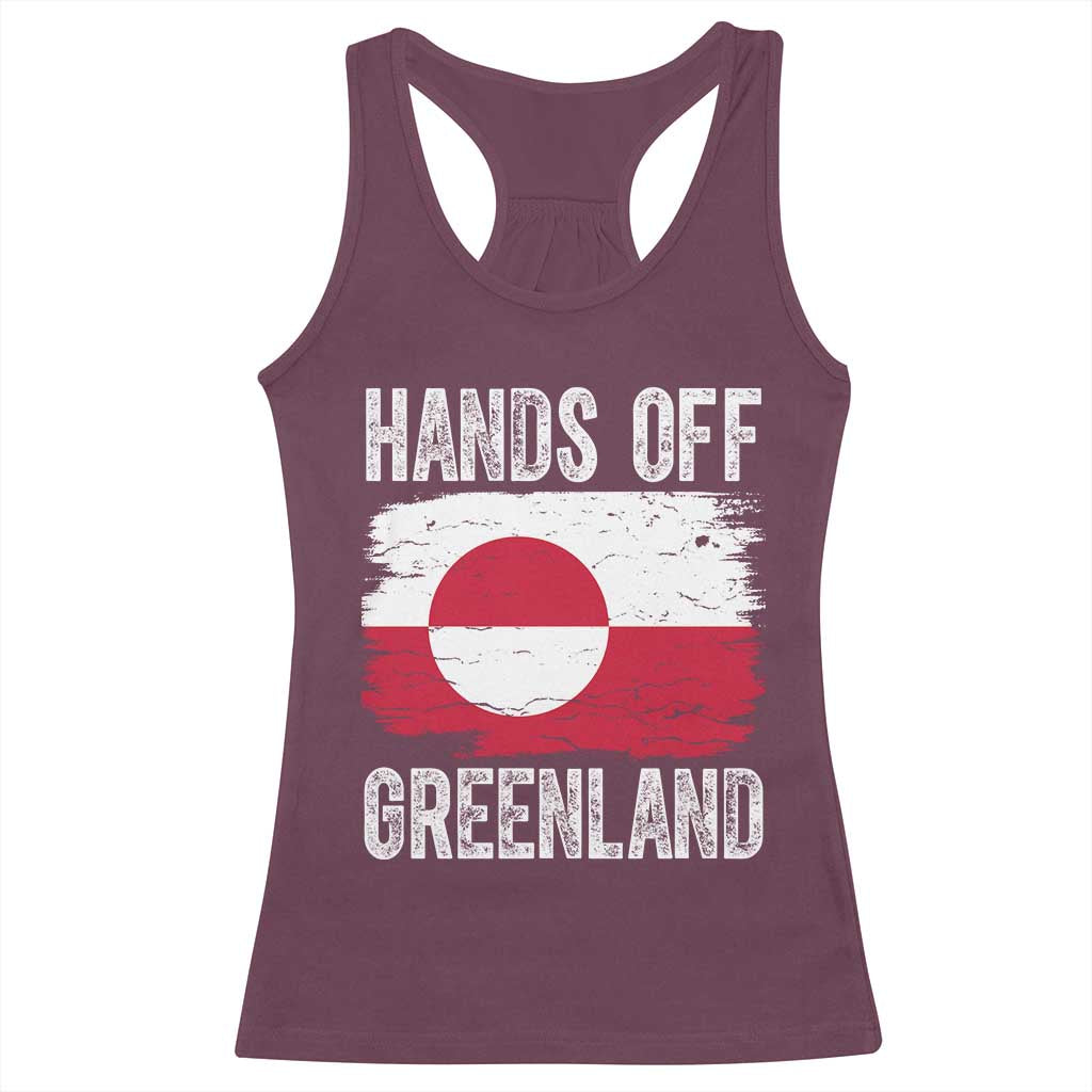 Hands Off Greenland Racerback Tank Top Distressed Flag Resist Political Protest