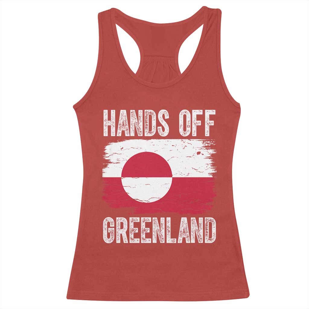 Hands Off Greenland Racerback Tank Top Distressed Flag Resist Political Protest