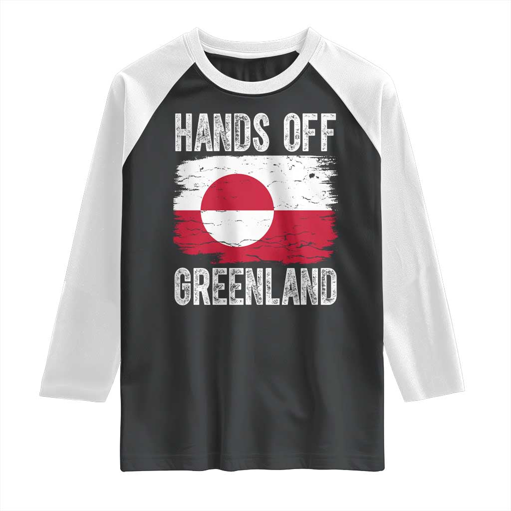 Hands Off Greenland Raglan Shirt Distressed Flag Resist Political Protest