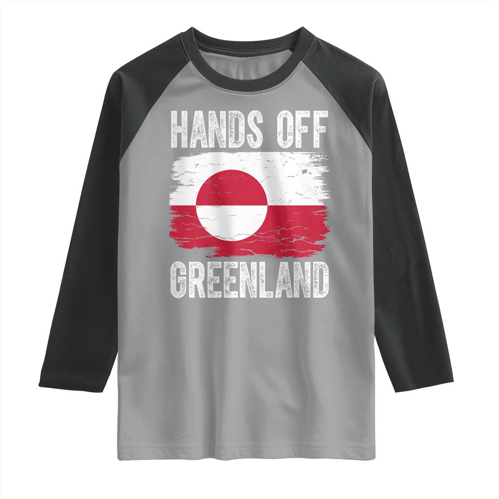 Hands Off Greenland Raglan Shirt Distressed Flag Resist Political Protest