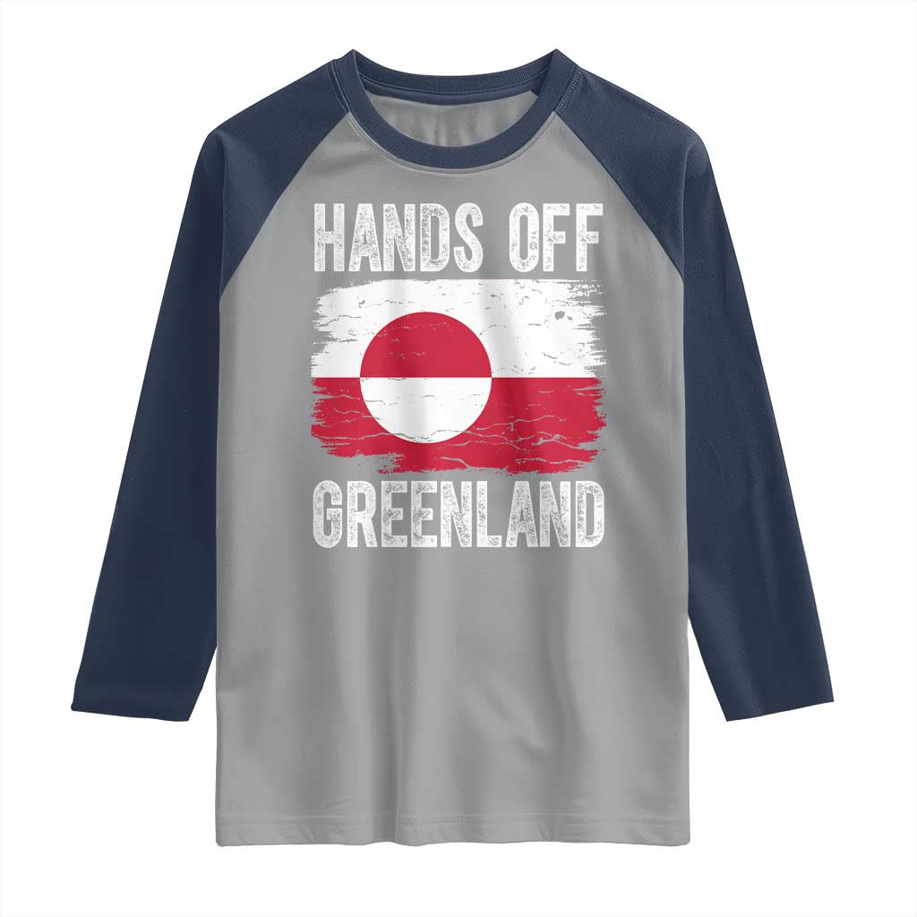 Hands Off Greenland Raglan Shirt Distressed Flag Resist Political Protest