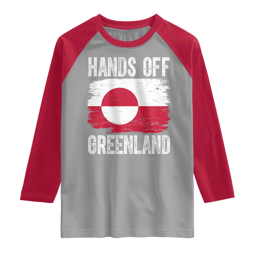 Hands Off Greenland Raglan Shirt Distressed Flag Resist Political Protest