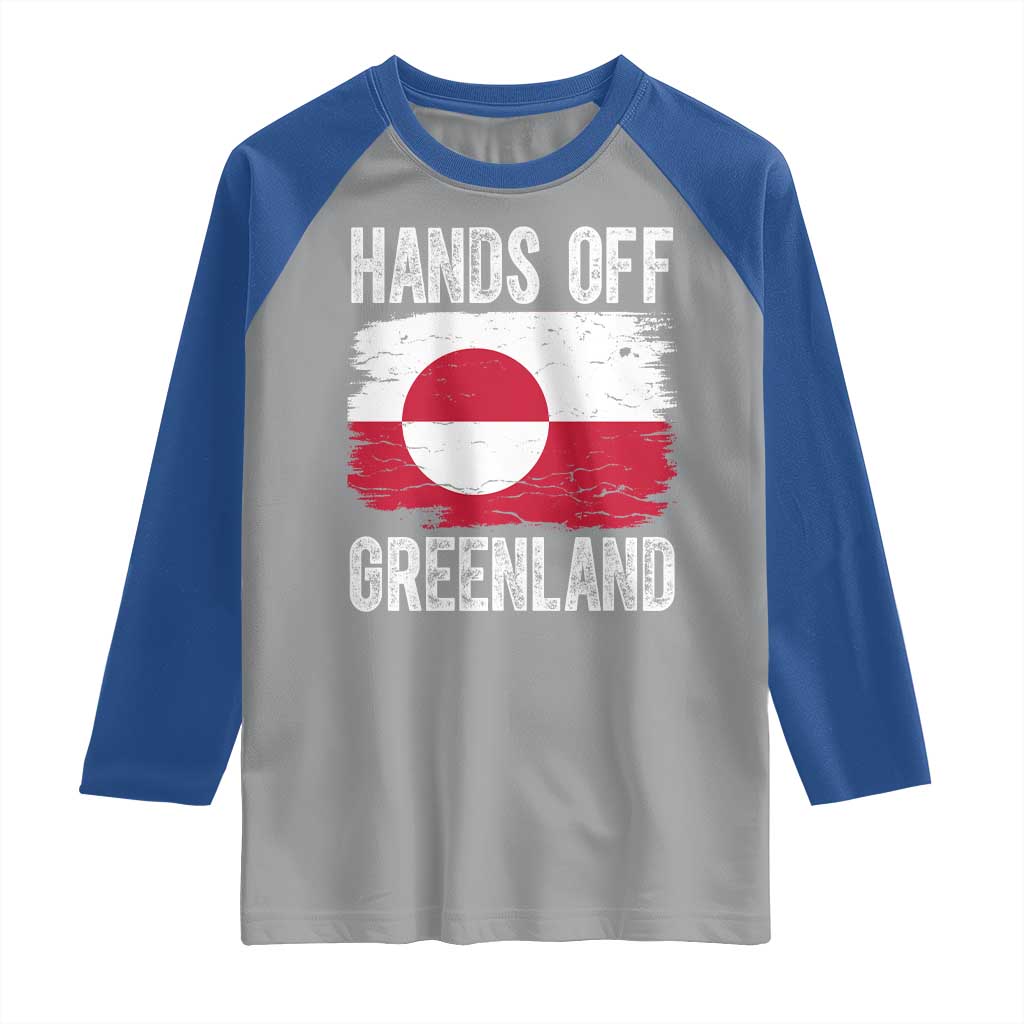 Hands Off Greenland Raglan Shirt Distressed Flag Resist Political Protest
