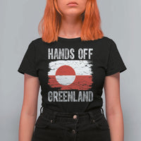 Hands Off Greenland T Shirt For Women Distressed Flag Resist Political Protest