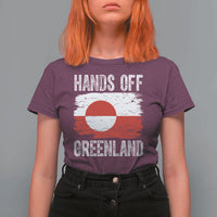 Hands Off Greenland T Shirt For Women Distressed Flag Resist Political Protest