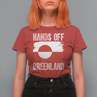 Hands Off Greenland T Shirt For Women Distressed Flag Resist Political Protest