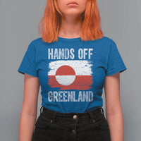Hands Off Greenland T Shirt For Women Distressed Flag Resist Political Protest