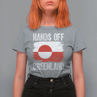 Hands Off Greenland T Shirt For Women Distressed Flag Resist Political Protest