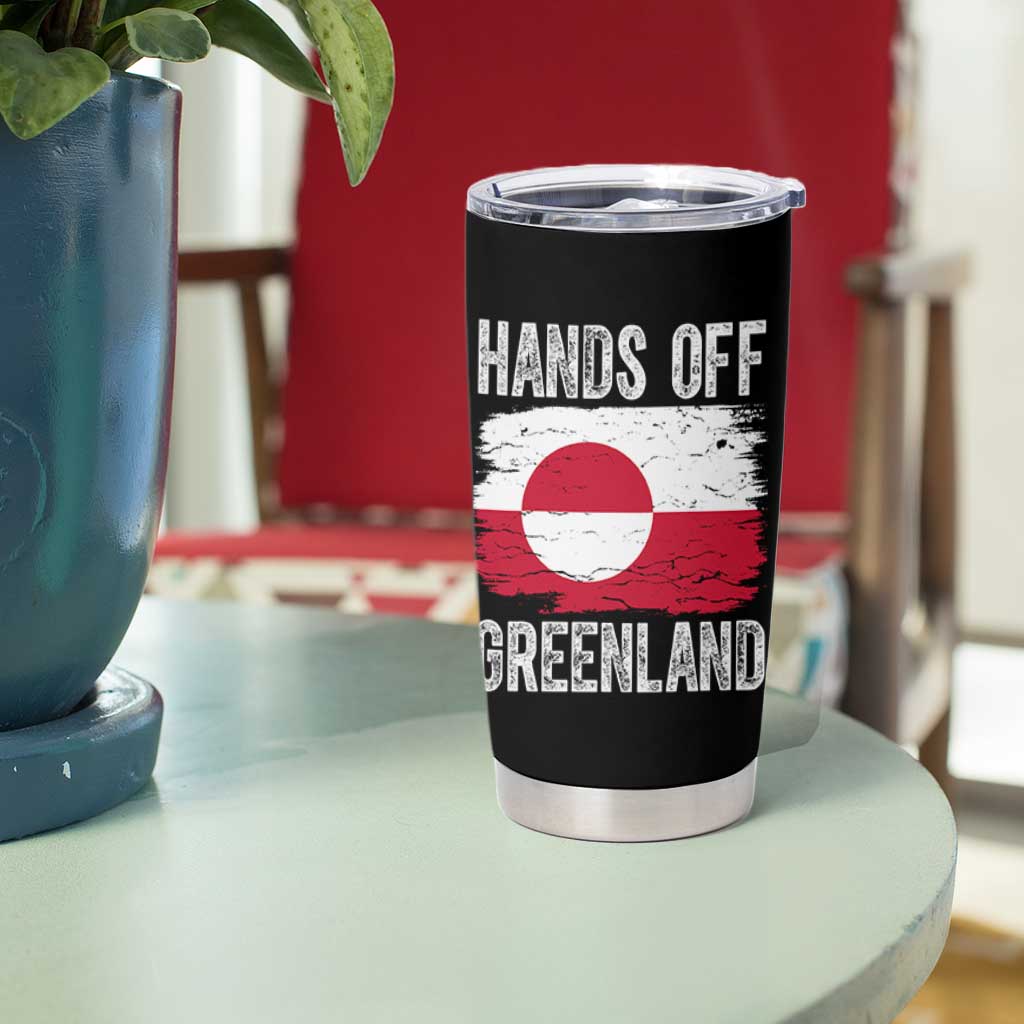 Hands Off Greenland Tumbler Cup Distressed Flag Resist Political Protest