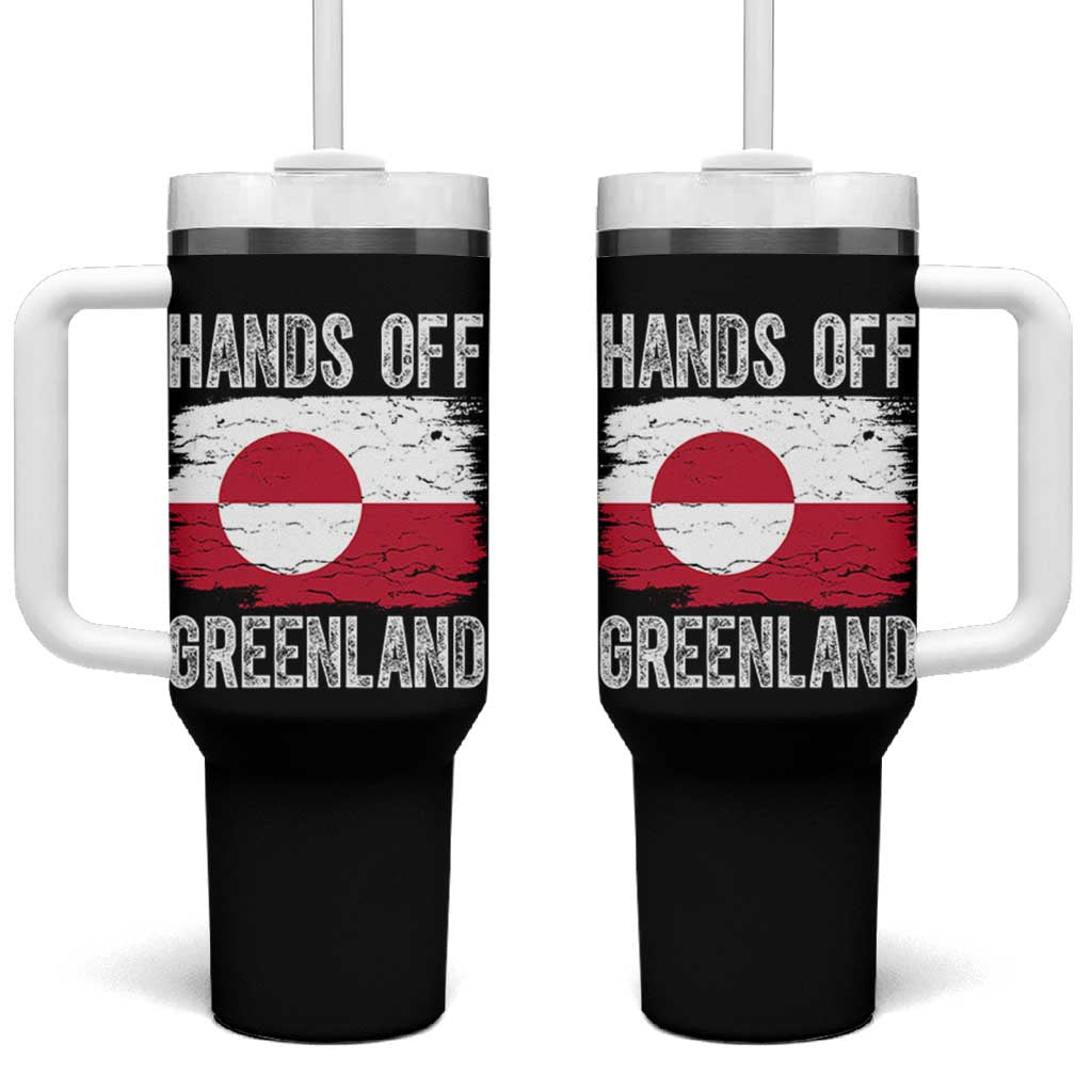 Hands Off Greenland Tumbler With Handle Distressed Flag Resist Political Protest