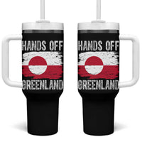 Hands Off Greenland Tumbler With Handle Distressed Flag Resist Political Protest