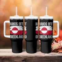 Hands Off Greenland Tumbler With Handle Distressed Flag Resist Political Protest