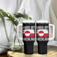 Hands Off Greenland Tumbler With Handle Distressed Flag Resist Political Protest