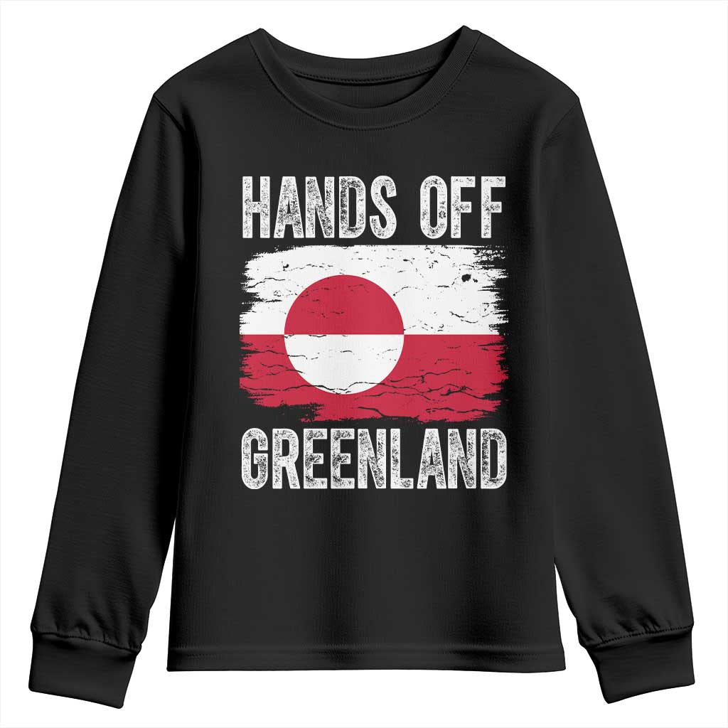 Hands Off Greenland Youth Sweatshirt Distressed Flag Resist Political Protest