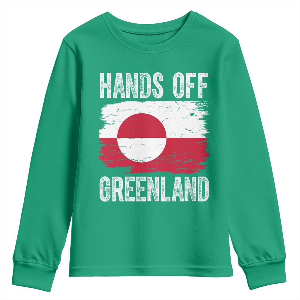 Hands Off Greenland Youth Sweatshirt Distressed Flag Resist Political Protest