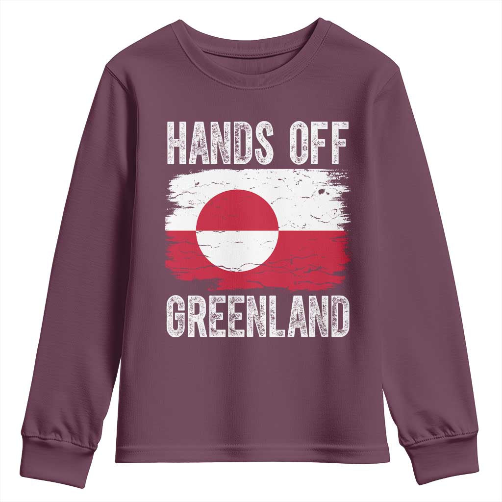 Hands Off Greenland Youth Sweatshirt Distressed Flag Resist Political Protest