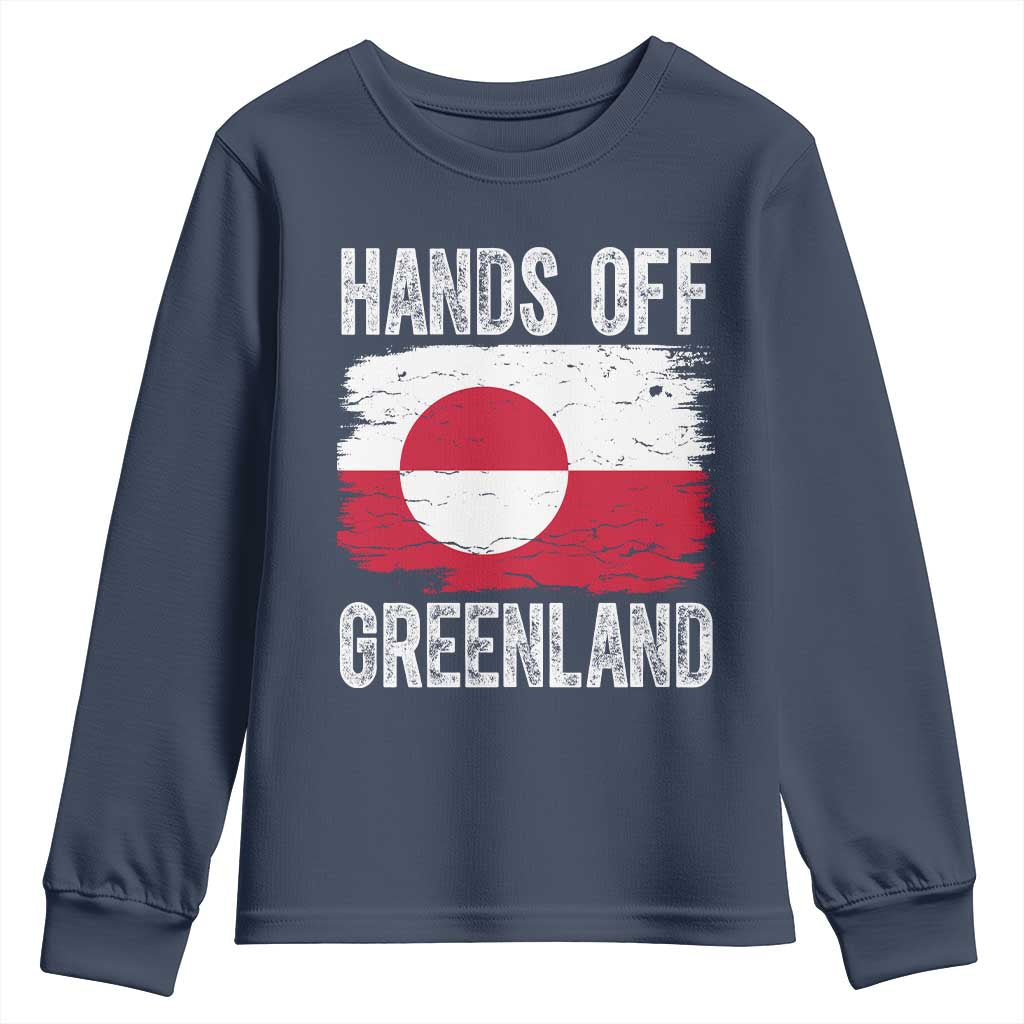 Hands Off Greenland Youth Sweatshirt Distressed Flag Resist Political Protest