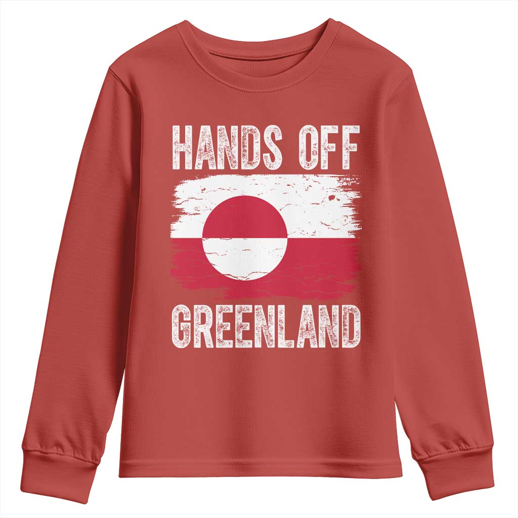 Hands Off Greenland Youth Sweatshirt Distressed Flag Resist Political Protest