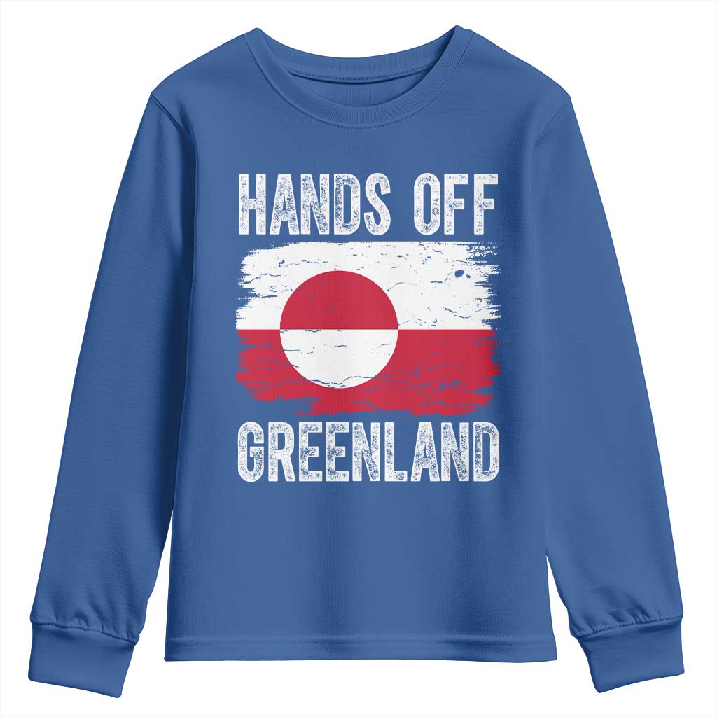 Hands Off Greenland Youth Sweatshirt Distressed Flag Resist Political Protest
