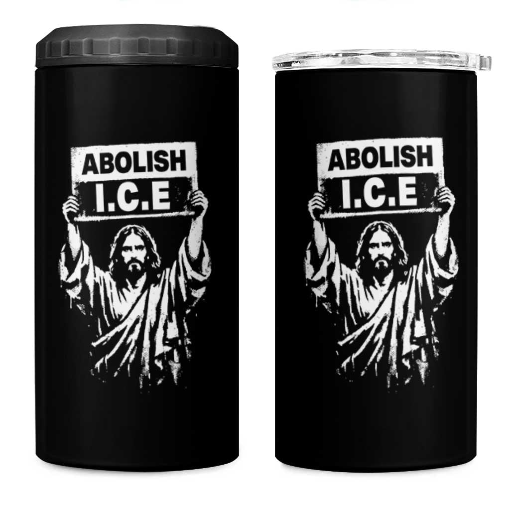 Jesus Abolish Ice Protest 4 in 1 Can Cooler Tumbler Religious Faith Justice and Freedom Resistance