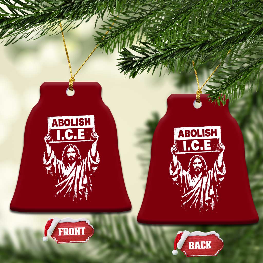 Jesus Abolish Ice Protest Ceramic Ornament Religious Faith Justice and Freedom Resistance
