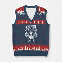 Jesus Abolish Ice Protest V-Neck Knit Sweater Vest Religious Faith Justice and Freedom Resistance
