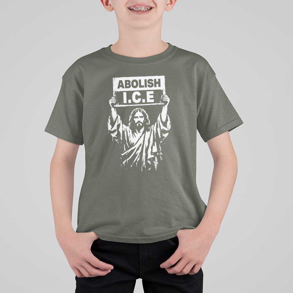 Jesus Abolish Ice Protest T Shirt For Kid Religious Faith Justice and Freedom Resistance