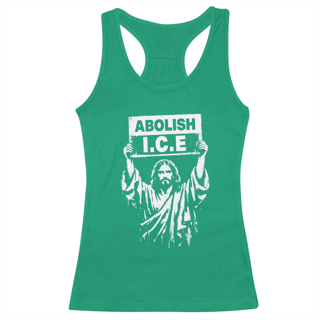 Jesus Abolish Ice Protest Racerback Tank Top Religious Faith Justice and Freedom Resistance
