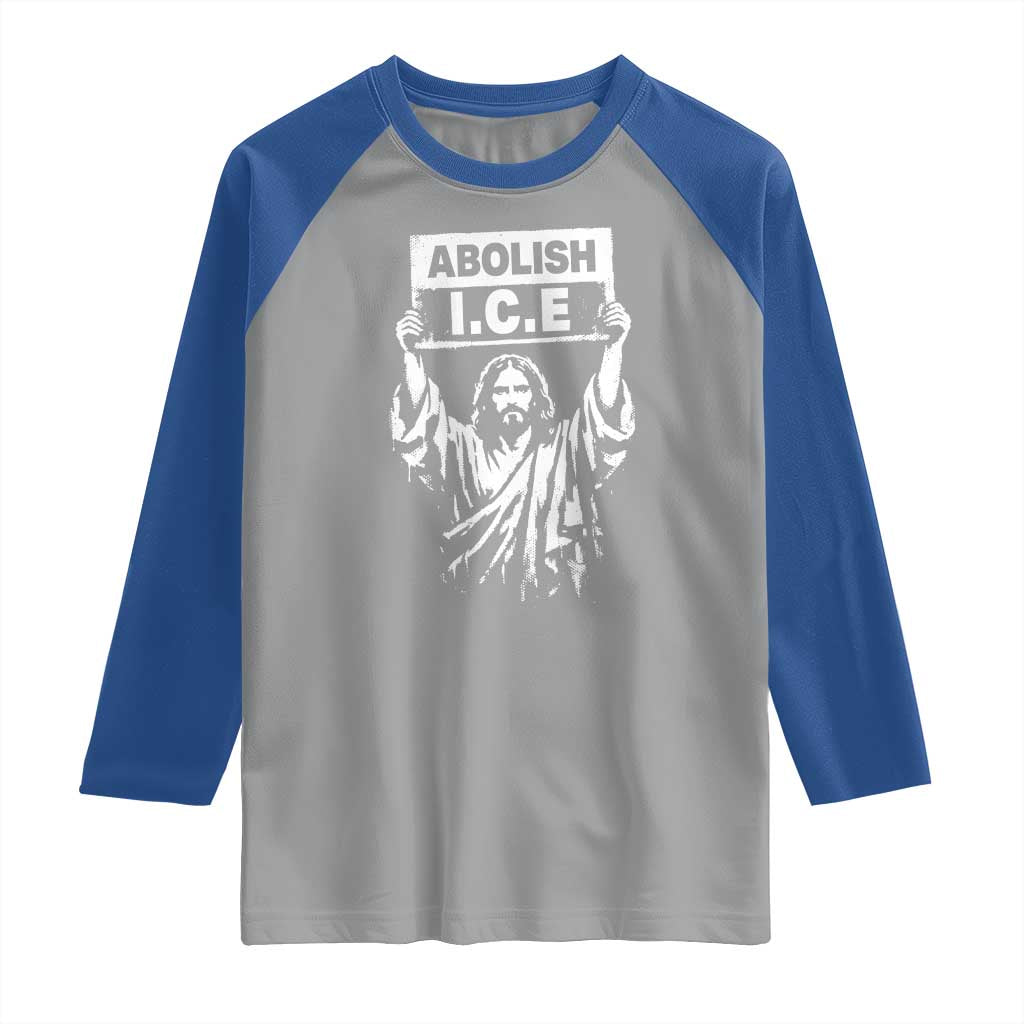 Jesus Abolish Ice Protest Raglan Shirt Religious Faith Justice and Freedom Resistance