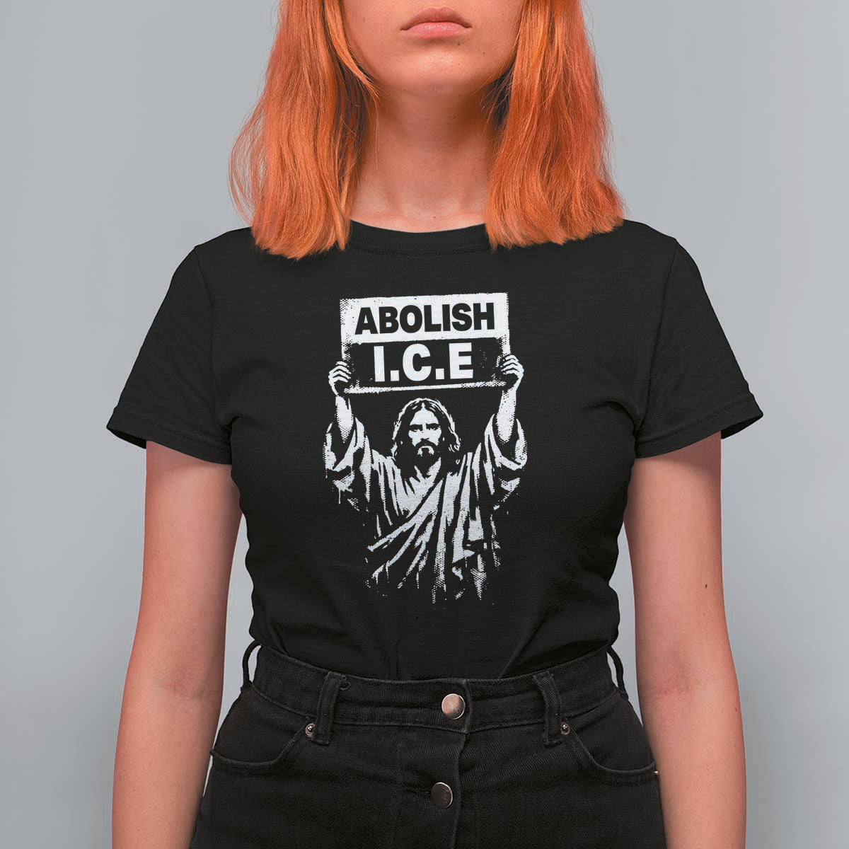Jesus Abolish Ice Protest T Shirt For Women Religious Faith Justice and Freedom Resistance