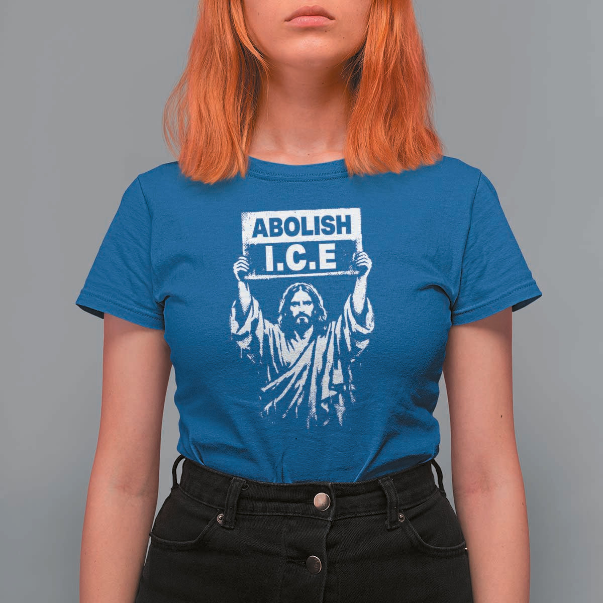 Jesus Abolish Ice Protest T Shirt For Women Religious Faith Justice and Freedom Resistance