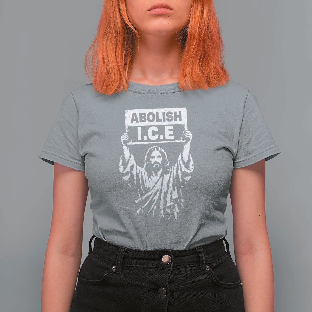 Jesus Abolish Ice Protest T Shirt For Women Religious Faith Justice and Freedom Resistance