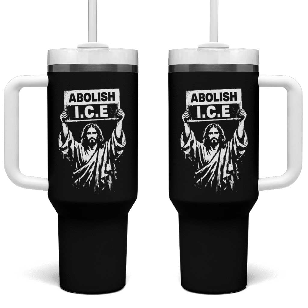 Jesus Abolish Ice Protest Tumbler With Handle Religious Faith Justice and Freedom Resistance