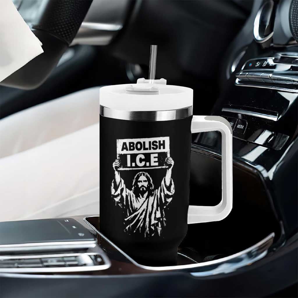 Jesus Abolish Ice Protest Tumbler With Handle Religious Faith Justice and Freedom Resistance