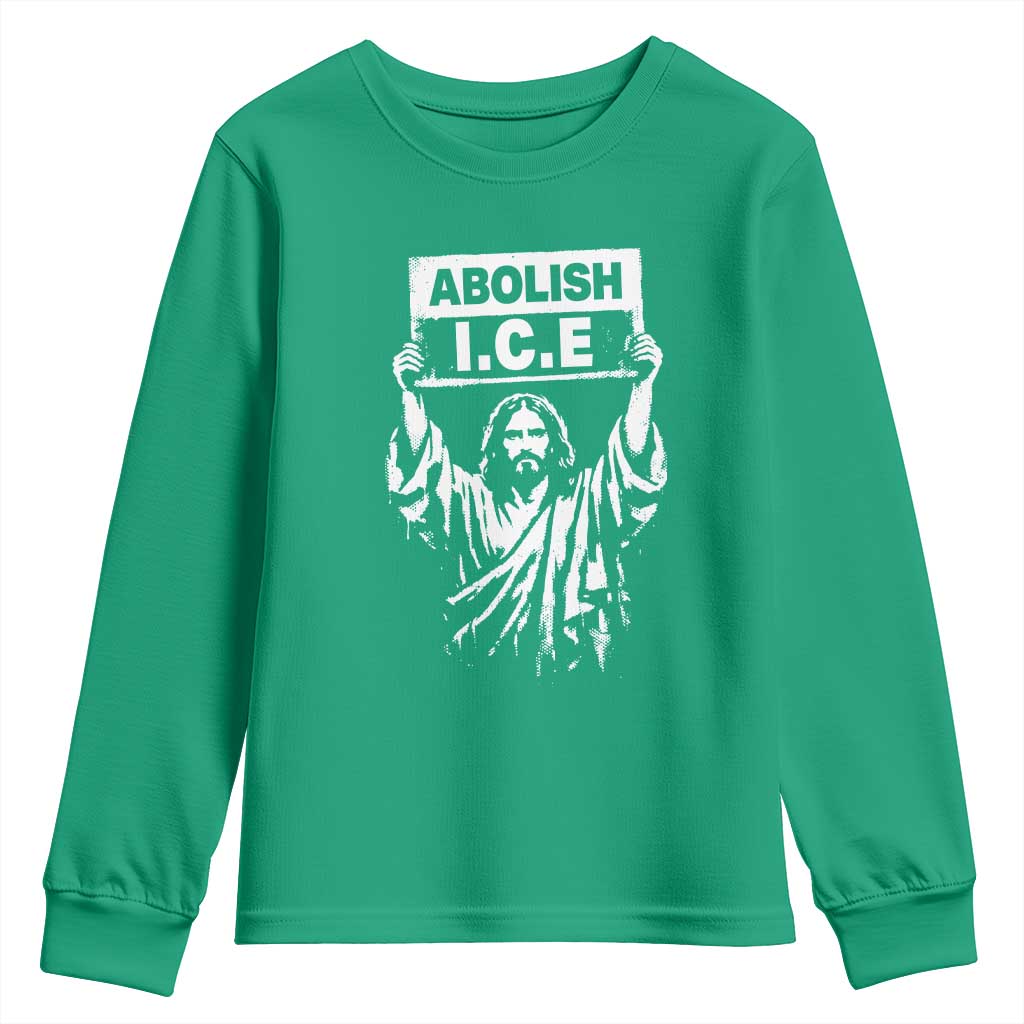 Jesus Abolish Ice Protest Youth Sweatshirt Religious Faith Justice and Freedom Resistance