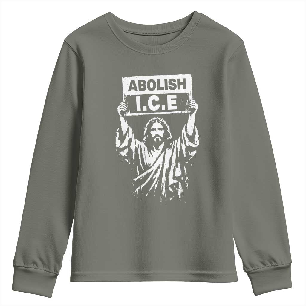Jesus Abolish Ice Protest Youth Sweatshirt Religious Faith Justice and Freedom Resistance