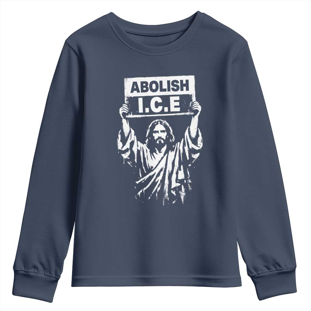 Jesus Abolish Ice Protest Youth Sweatshirt Religious Faith Justice and Freedom Resistance