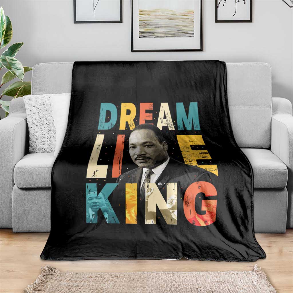 Dream Like King Inspirational MLK Graphic Throw Blanket Civil Rights Legacy Tribute