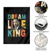 Dream Like King Inspirational MLK Graphic Garden Flag Civil Rights Legacy Tribute