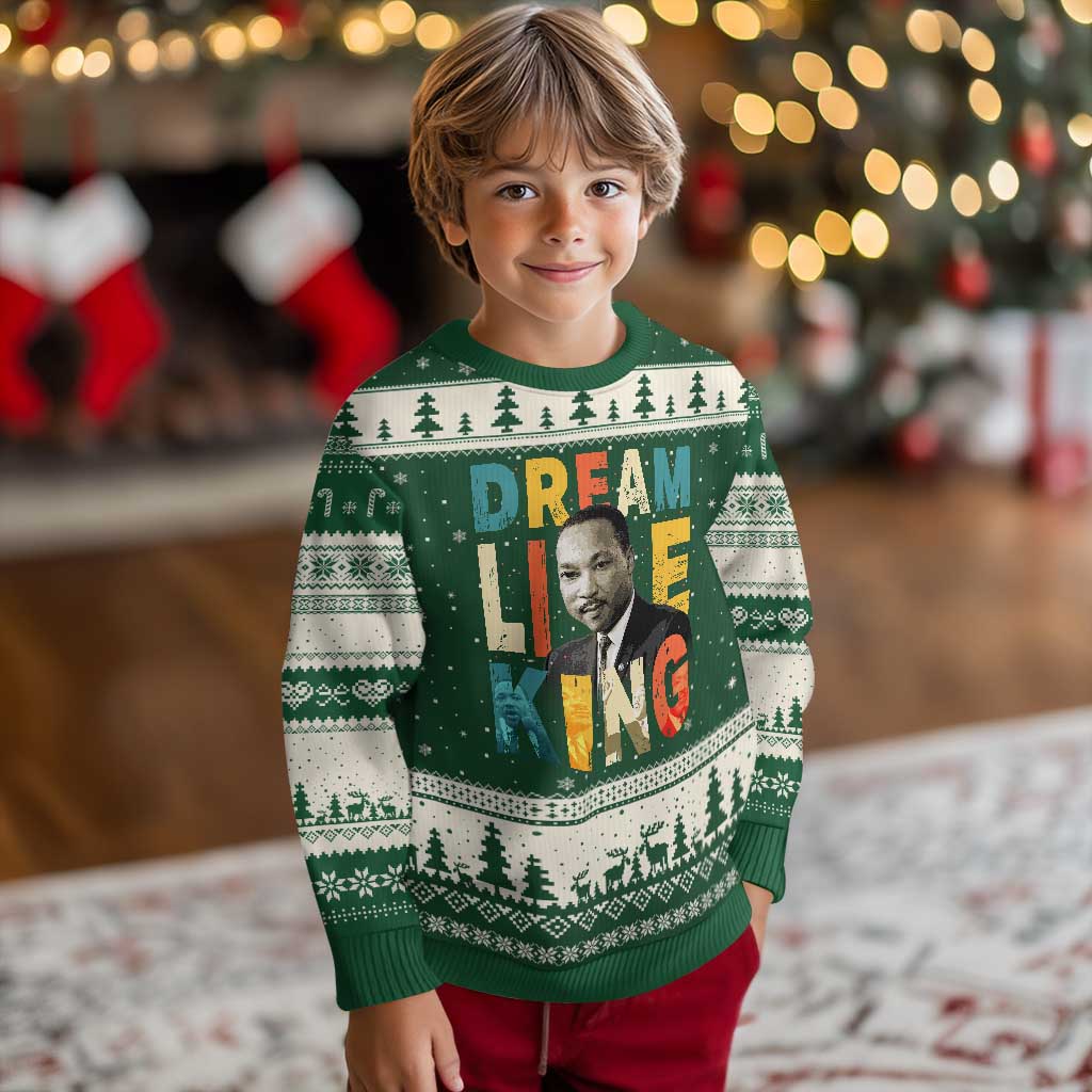 Dream Like King Inspirational MLK Graphic Ugly Christmas Sweater Civil Rights Legacy Tribute