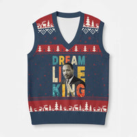 Dream Like King Inspirational MLK Graphic V-Neck Knit Sweater Vest Civil Rights Legacy Tribute