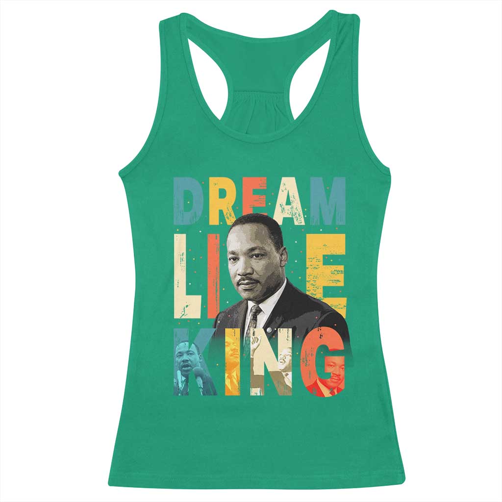 Dream Like King Inspirational MLK Graphic Racerback Tank Top Civil Rights Legacy Tribute