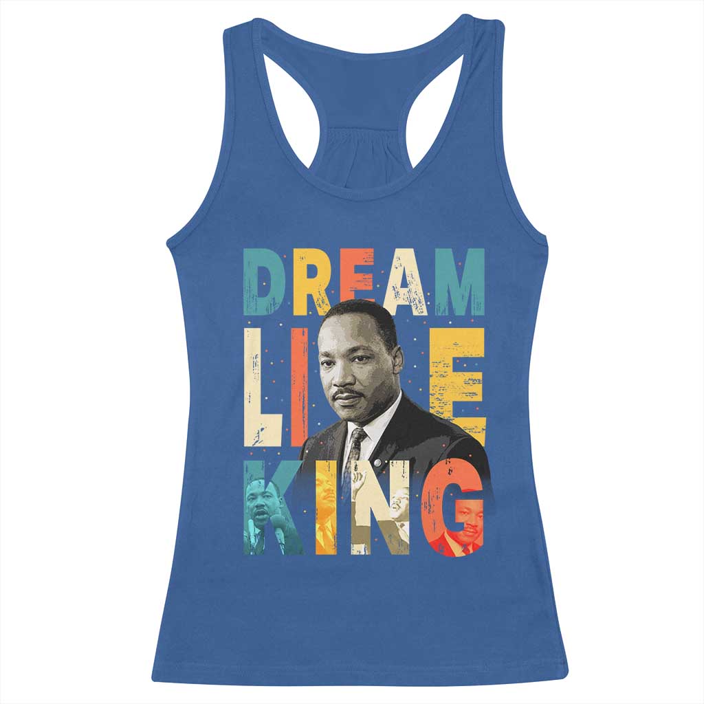 Dream Like King Inspirational MLK Graphic Racerback Tank Top Civil Rights Legacy Tribute