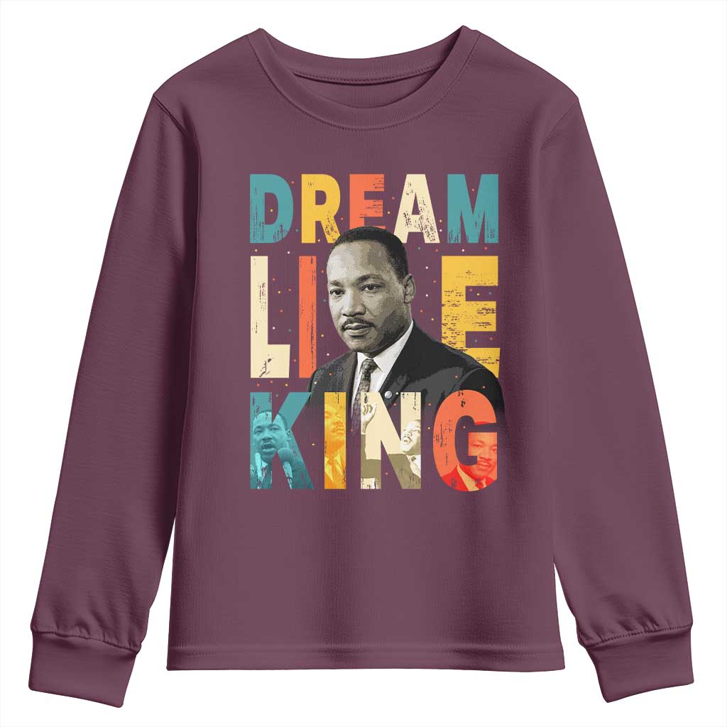 Dream Like King Inspirational MLK Graphic Youth Sweatshirt Civil Rights Legacy Tribute